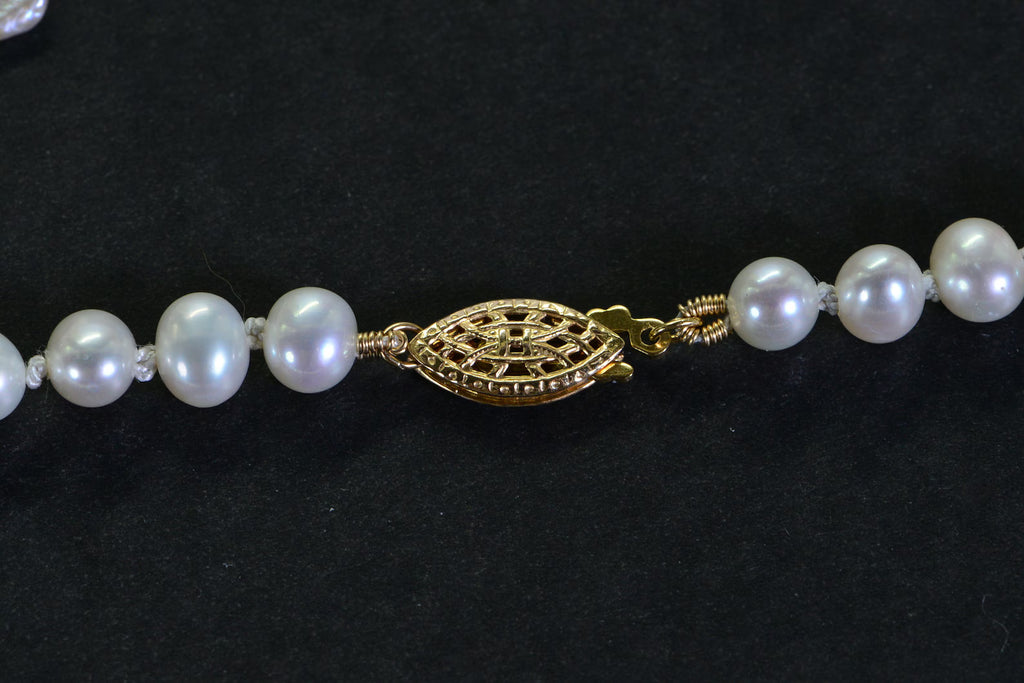 Knotted Keishi Pearl Necklace and Earrings Set, Baroque Pearl Necklace, 14K Gold Filled Toggle, Silk Knotted Pearl Strand, Statement Pearl Jewelry