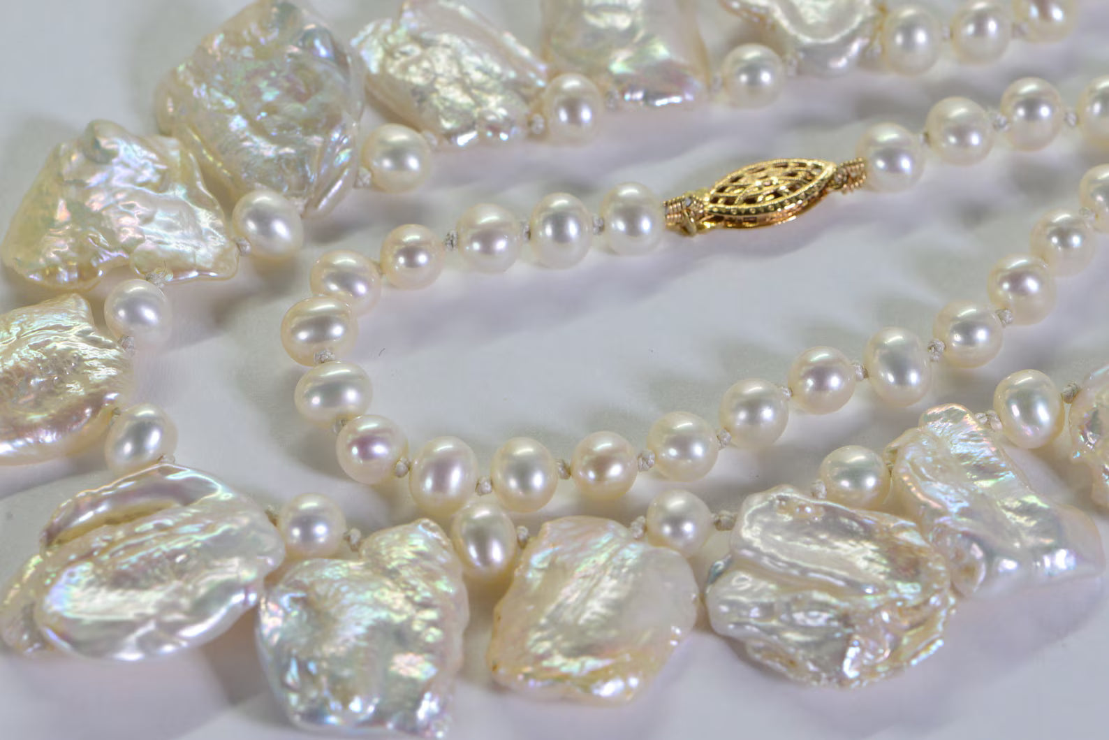 Knotted Keishi Pearl Necklace and Earrings Set, Baroque Pearl Necklace, 14K Gold Filled Toggle, Silk Knotted Pearl Strand, Statement Pearl Jewelry