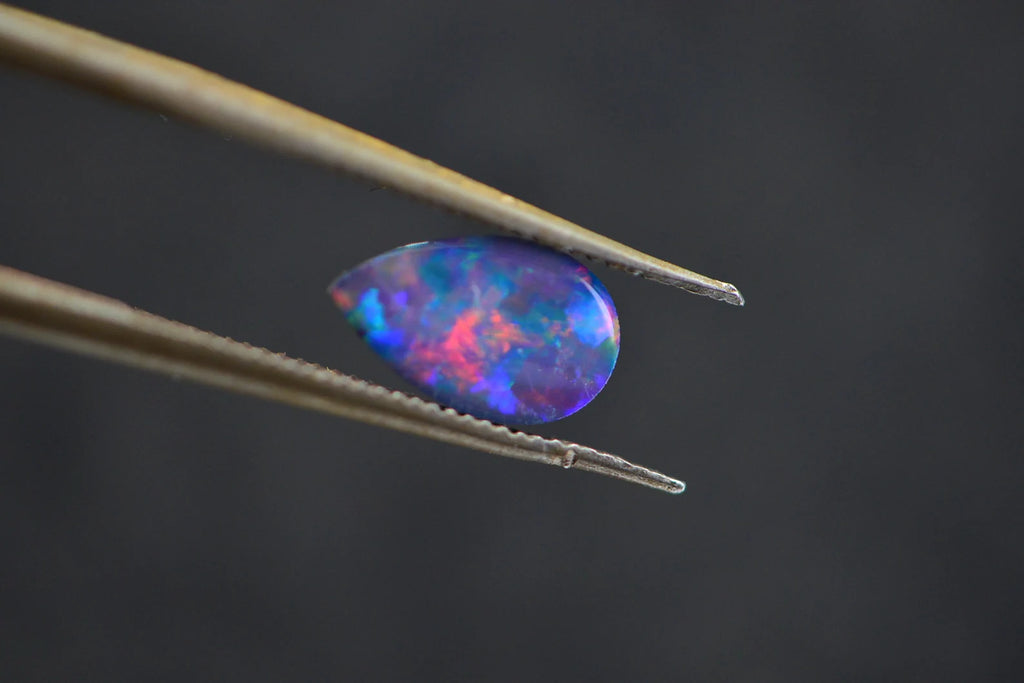 AAA Australian Black Opal Doublet Cabochon: Teardrop Gemstone (3X5mm) one stone