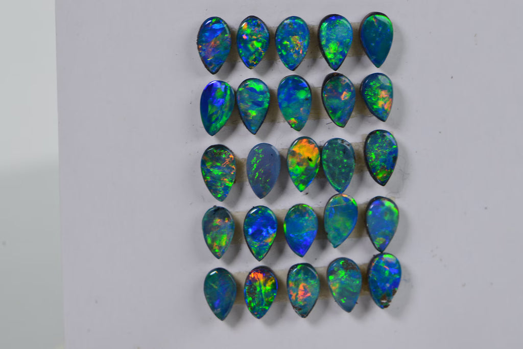 AAA Australian Black Opal Doublet Cabochon: Teardrop Gemstone (3X5mm) one stone