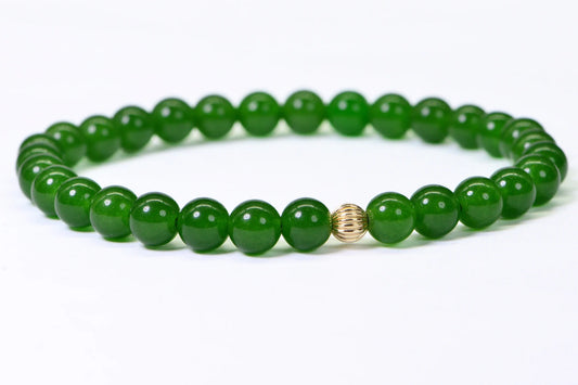 Apple Green Jade Bracelet: 14K Gold-Filled Beads, Handmade