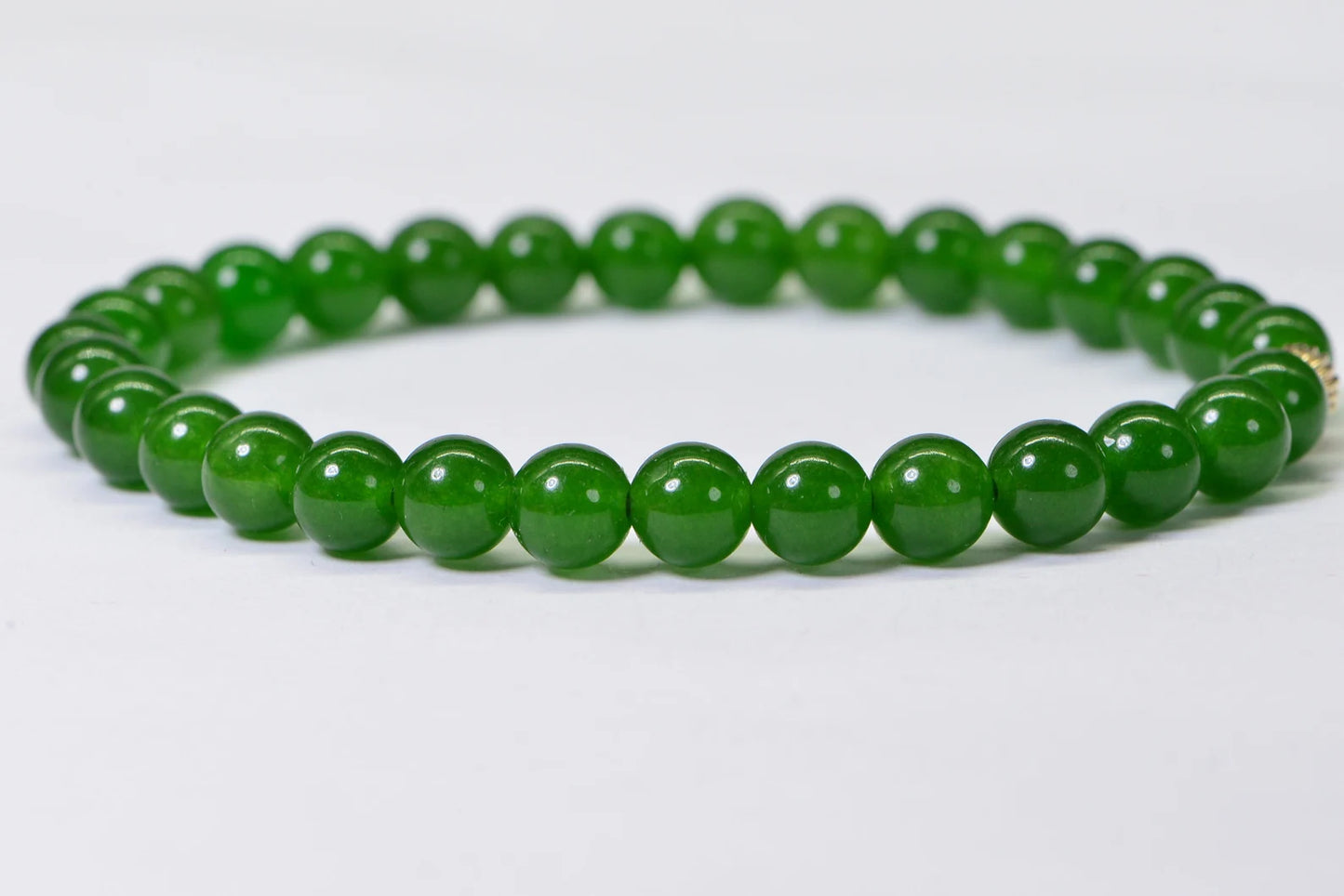 Apple Green Jade Bracelet: 14K Gold-Filled Beads, Handmade