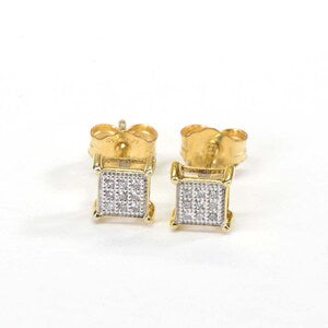 Tiny Diamond Cluster Earrings – Gold Vermeil Square Studs