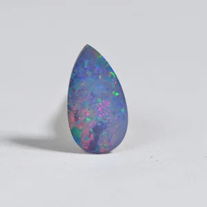 Australian Black Opal Doublet: 0.85CT Pear Cabochon, Blue Broad Flash (11X6mm)