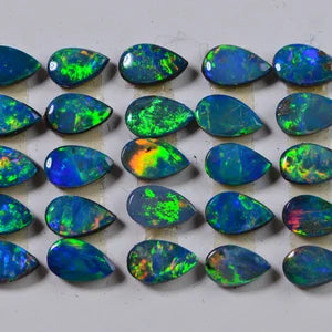 AAA Australian Black Opal Doublet Cabochon: Teardrop Gemstone (3X5mm) one stone