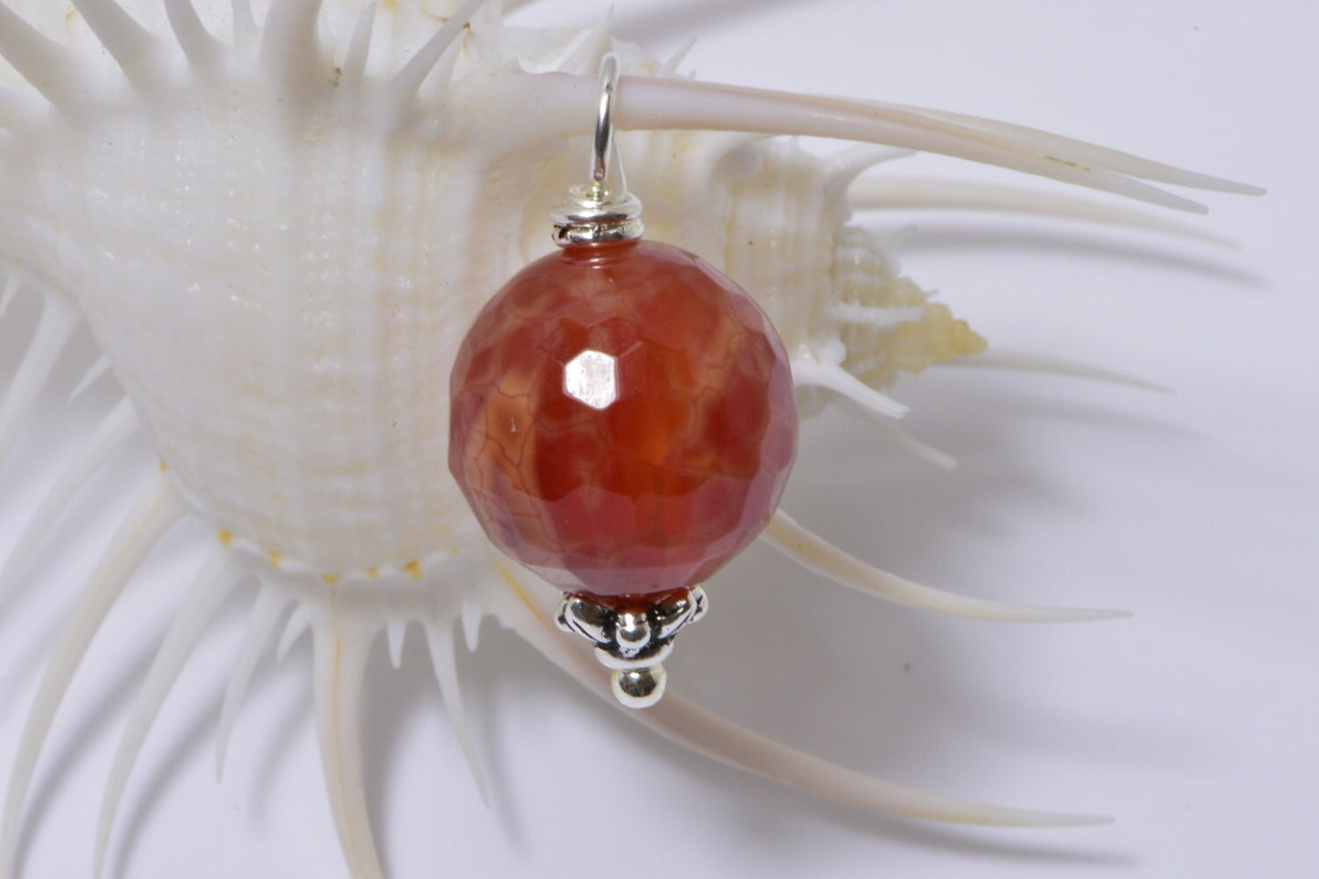 Fire Agate Wire Wrapped Beads Dangle Charm On Chain