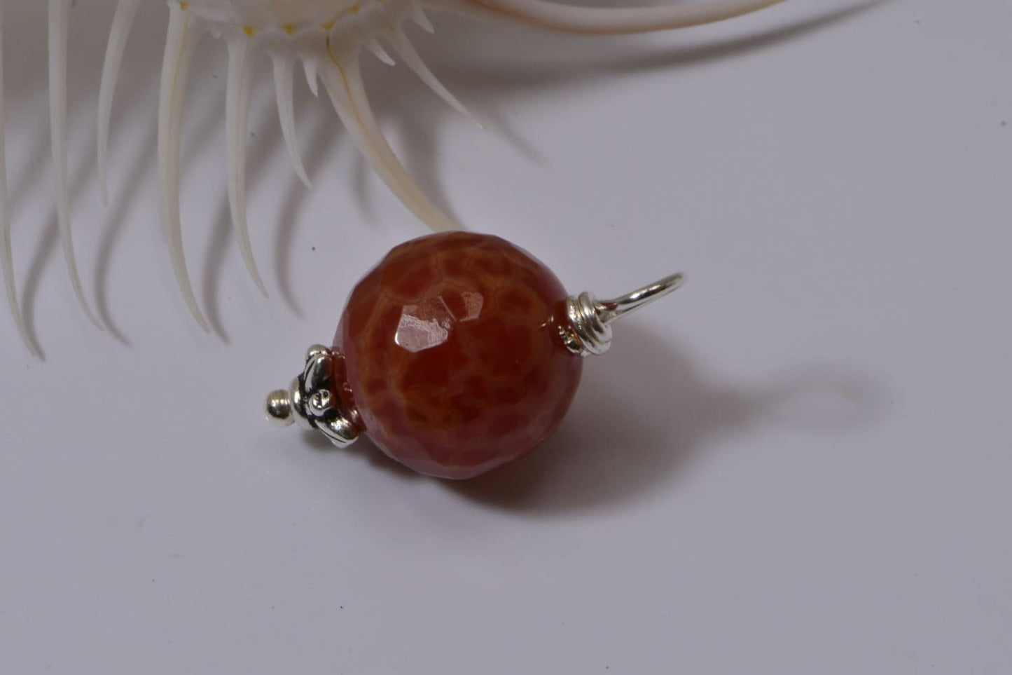 Fire Agate Wire Wrapped Beads Dangle Charm On Chain