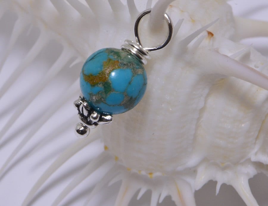 Natural Turquoise Beads 8 mm Wire Wrapped Head Pin Silver wire