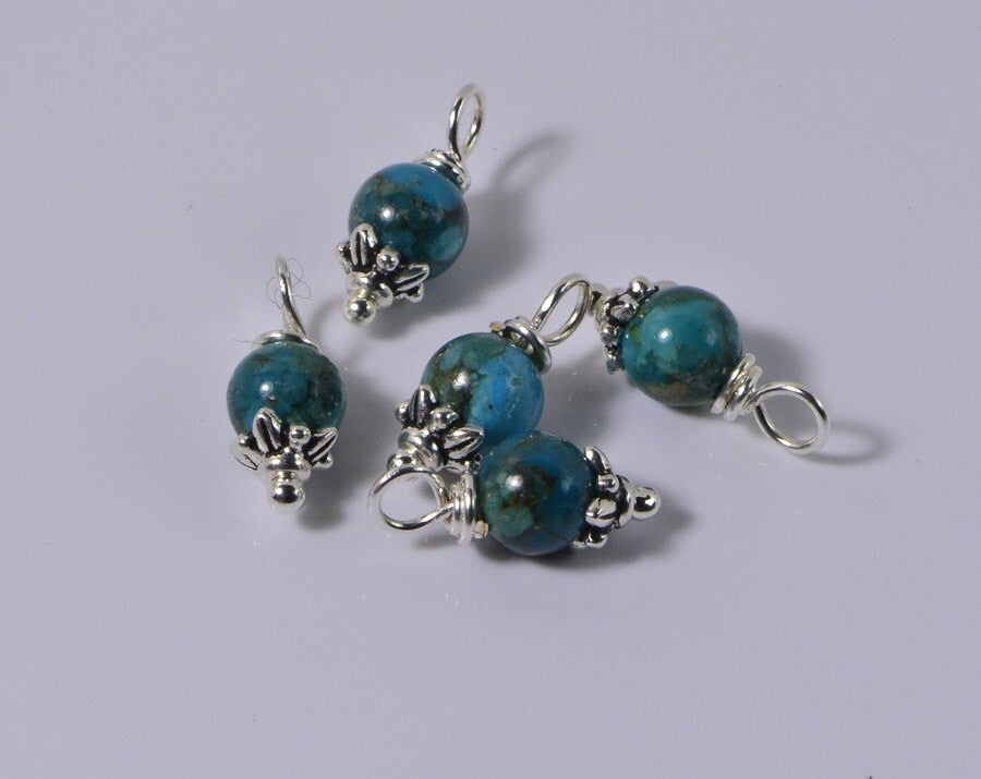 Natural Turquoise Beads 6 mm Wire Wrapped Head Pin Silver wire