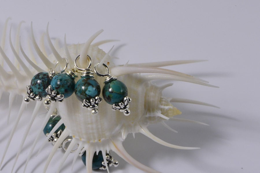 Natural Turquoise Beads 6 mm Wire Wrapped Head Pin Silver wire
