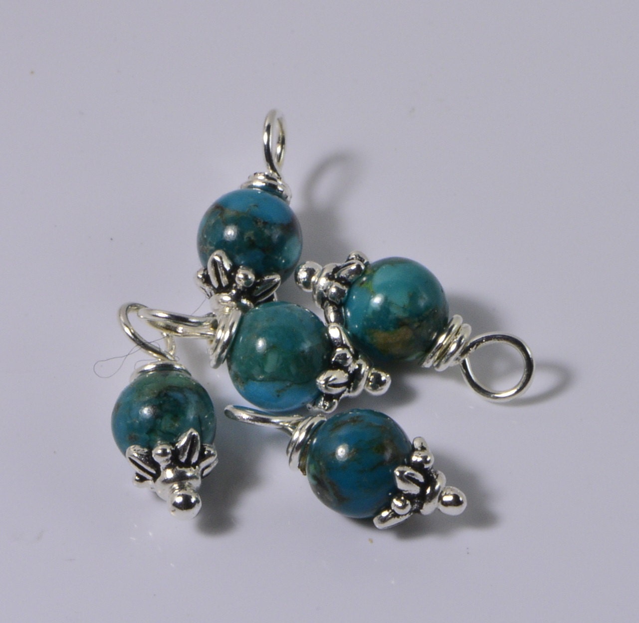 Natural Turquoise Beads 6 mm Wire Wrapped Head Pin Silver wire