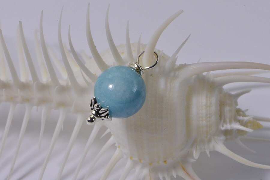 Larimar Qartz  Beads 10 mm Wire Wrapped Head Pin Silver wire