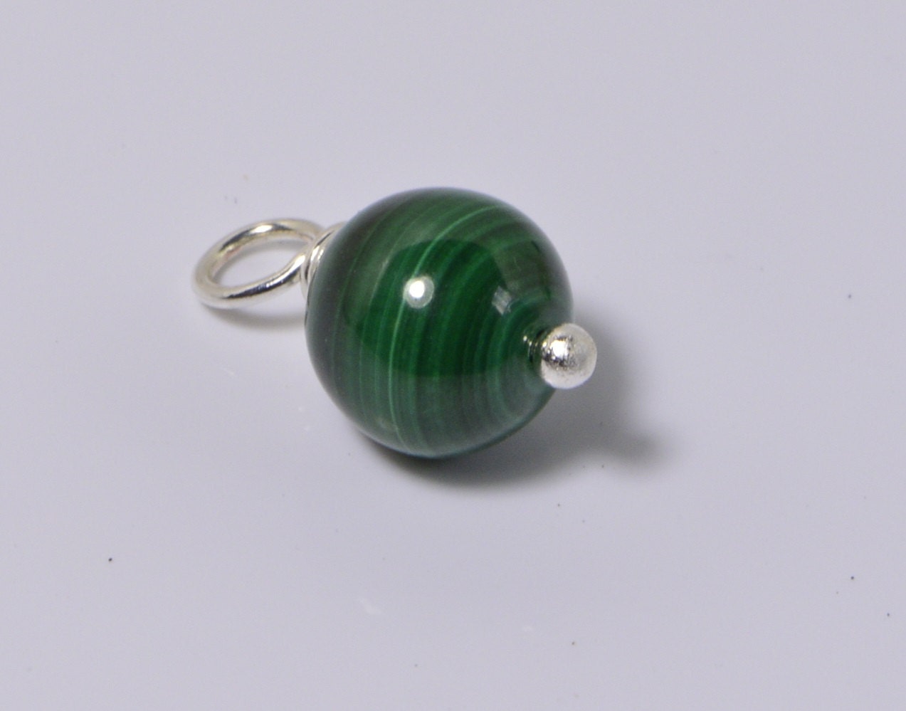 Malachite   Beads 8 mm Wire Wrapped Head Pin Silver wire