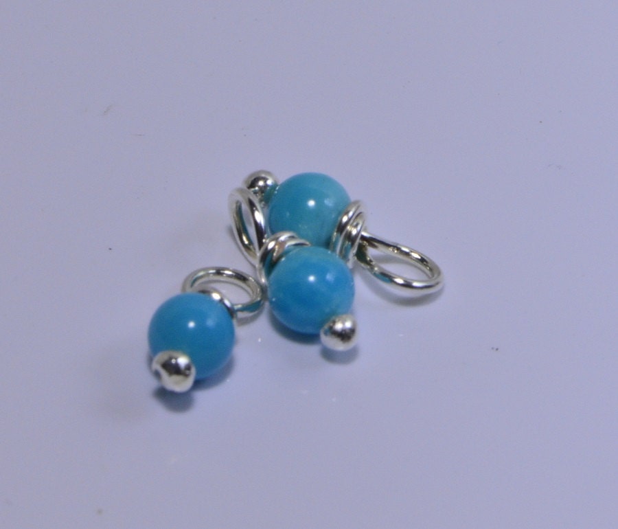 Natural Turquoise Beads 4 mm Wire Wrapped Head Pin Silver wire