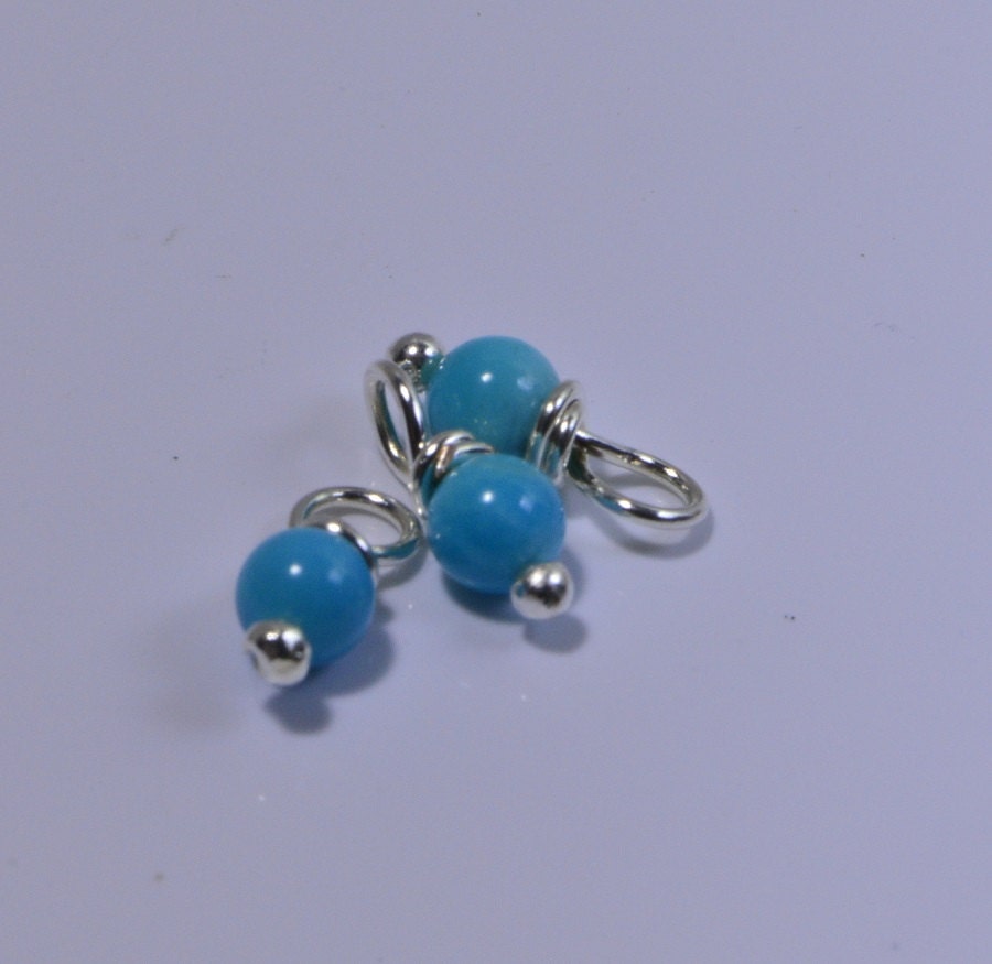 Natural Turquoise Beads 4 mm Wire Wrapped Head Pin Silver wire