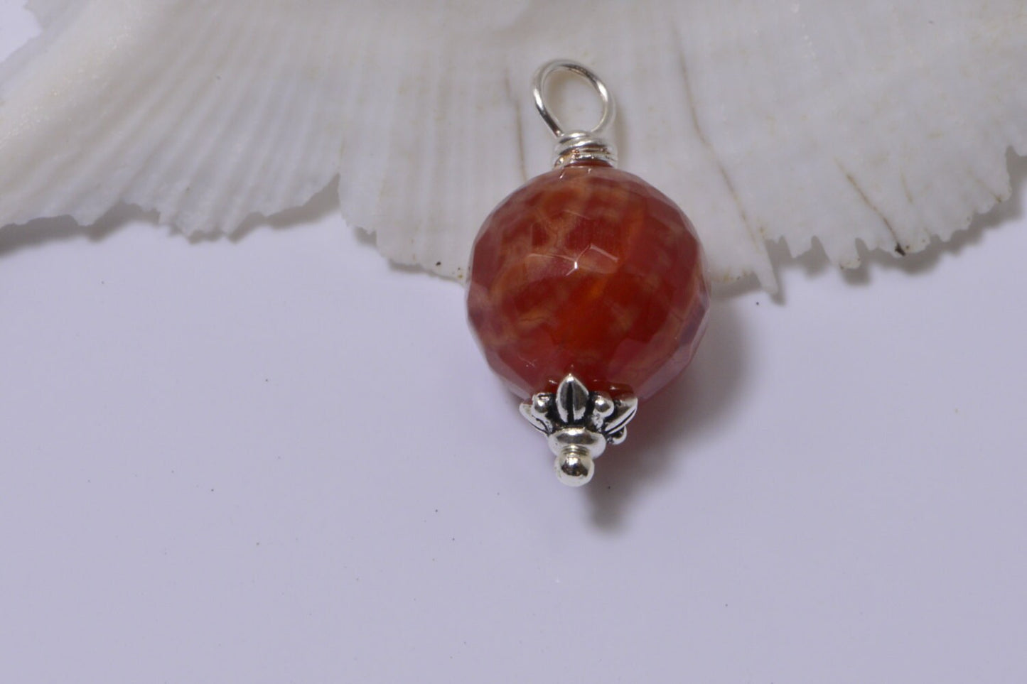 Fire Agate Wire Wrapped Beads Dangle Charm On Chain