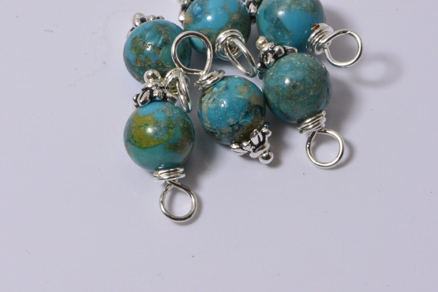 Natural Turquoise Beads 8 mm Wire Wrapped Head Pin Silver wire