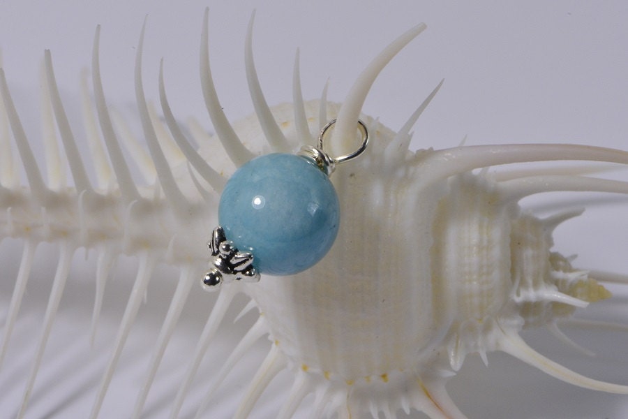 Larimar Qartz  Beads 10 mm Wire Wrapped Head Pin Silver wire