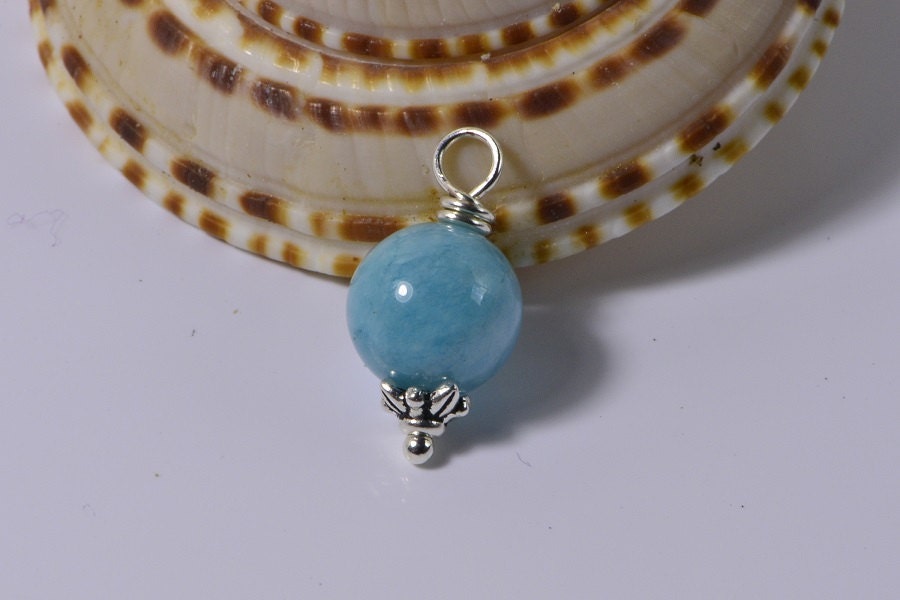 Larimar Qartz  Beads 10 mm Wire Wrapped Head Pin Silver wire