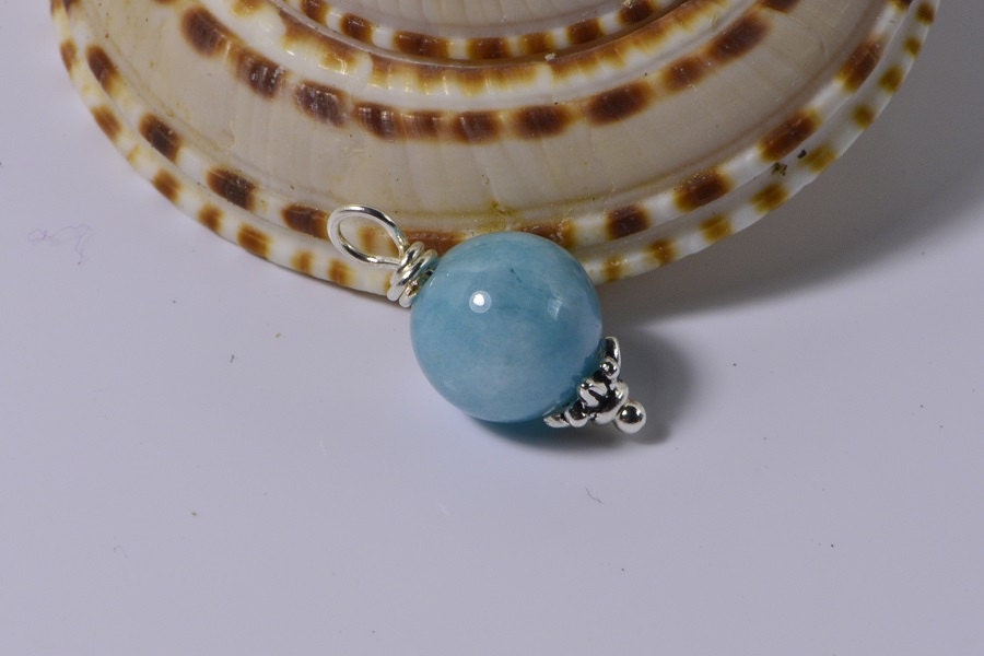 Larimar Qartz  Beads 10 mm Wire Wrapped Head Pin Silver wire
