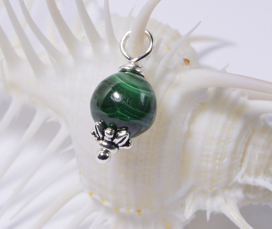 Malachite   Beads 8 mm Wire Wrapped Head Pin Silver wire