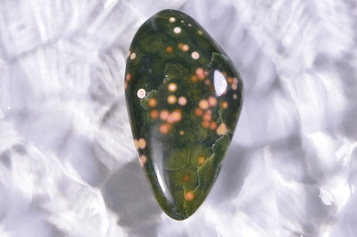 Ocean Jasper Cabochon: Green Teardrop Gemstone for Jewelry (33.8x19x6mm)