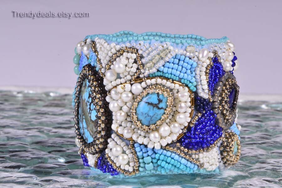 Seed Bead Embroidery Bracelet For Women Gemstone Bracelet
