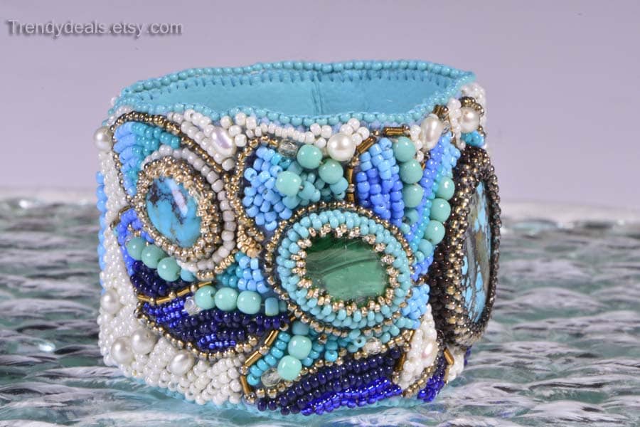 Seed Bead Embroidery Bracelet For Women Gemstone Bracelet
