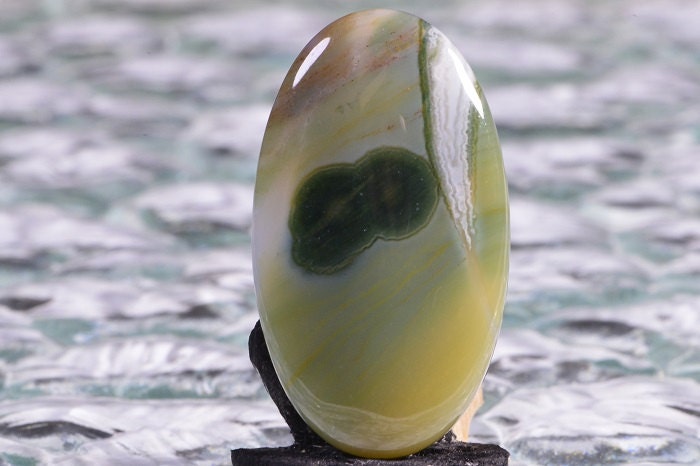 Ocean Jasper Cabochon: Yellow, Green, and Red Gemstone (35x20x5.5mm)
