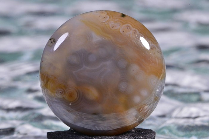 Ocean Jasper Cabochon: Round Gemstone, Tans Greys Whites Orange (25x7.2mm)