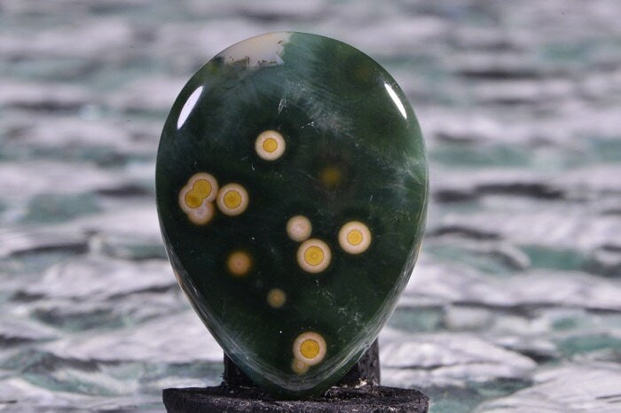 Ocean Jasper Teardrop Cabochon: Red, Green, Yellow (30x22x4.8mm)