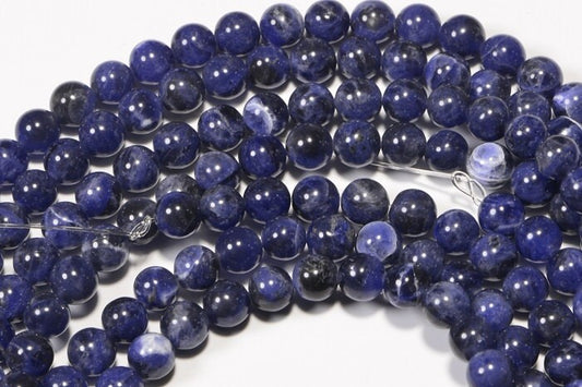 6mm Sodalite round beads  Natural  Gemstones Untreated  Deep Blue Smooth finish Mala Bracelet Supply