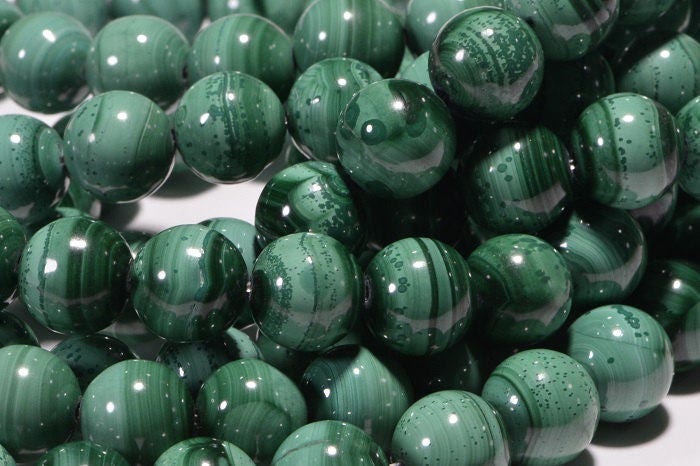 10mm Natural Malachite Beads: Gemstone Jewelry Making Supplies