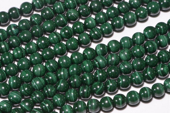 Natural Malachite 5.3mm Round Beads: Gemstone Jewelry Supplies