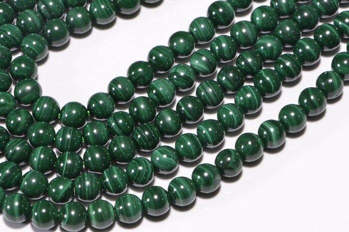Natural Malachite 5.3mm Round Beads: Gemstone Jewelry Supplies