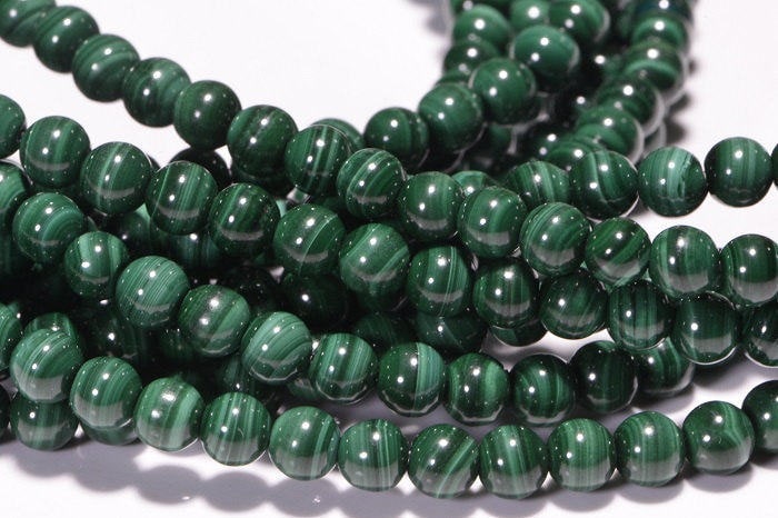 4mm Natural Malachite Round Beads: 16" Strand