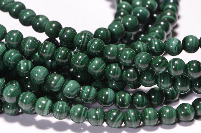 Natural Malachite 4mm Round Beads - 16 Inch Strand