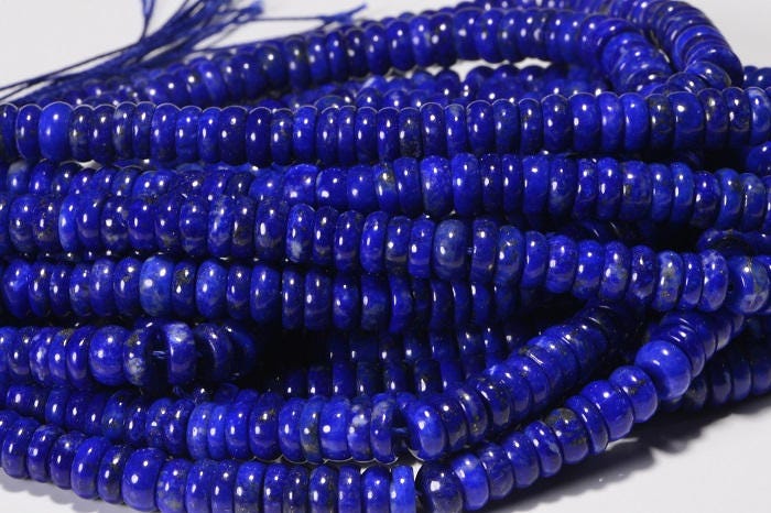 Lapis Lazuli Rondelle Beads: Royal Blue Gemstone, 15 Inch Strand