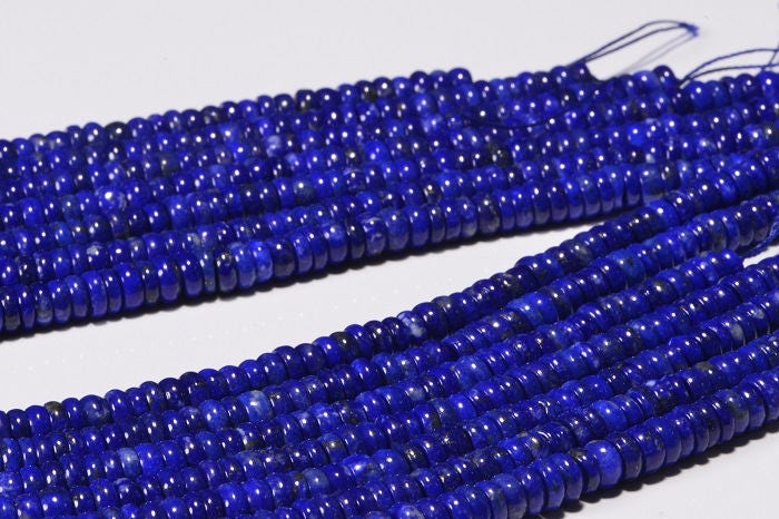Lapis Lazuli Rondelle Beads: Royal Blue Gemstone, 15 Inch Strand