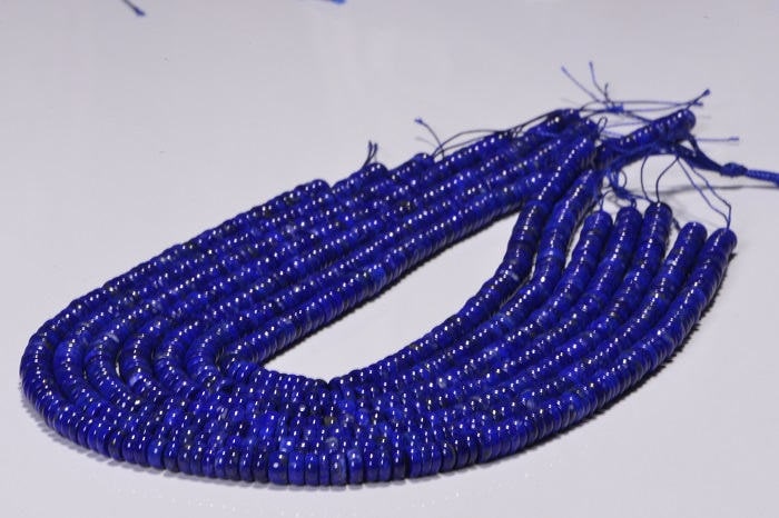 Lapis Lazuli Rondelle Beads: Royal Blue Gemstone, 15 Inch Strand
