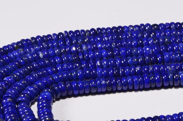 Lapis Lazuli Rondelle Beads: Royal Blue Gemstone, 15 Inch Strand