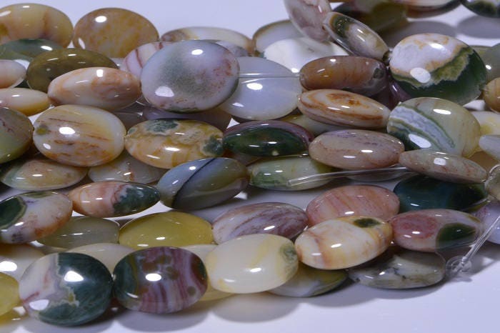 Ocean Jasper Oval Beads  Natural Gemstone Beads Jewelry Making Supplies 17X12x6mm