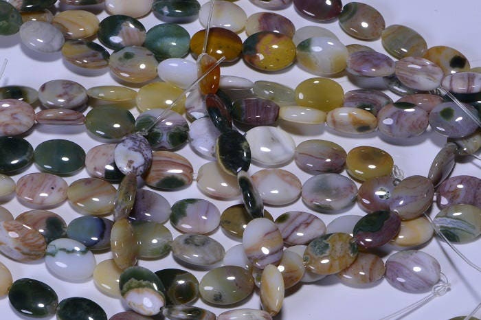 Ocean Jasper Oval Beads  Natural Gemstone Beads Jewelry Making Supplies 17X12x6mm
