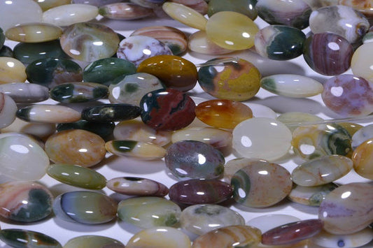 Ocean Jasper Oval Beads  Natural Gemstone Beads Jewelry Making Supplies 17X12x6mm