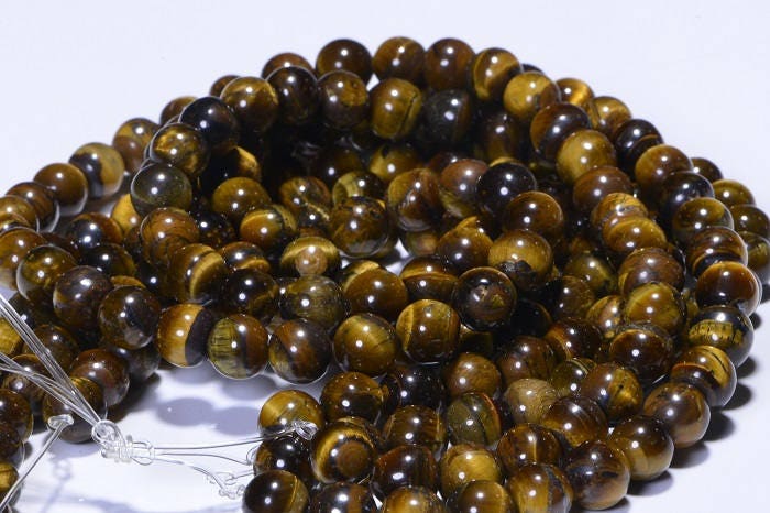 Tigers Eye 8mm Beads Half Strand Natural Gemstone Beads Craft Supplies Jewelry Making
