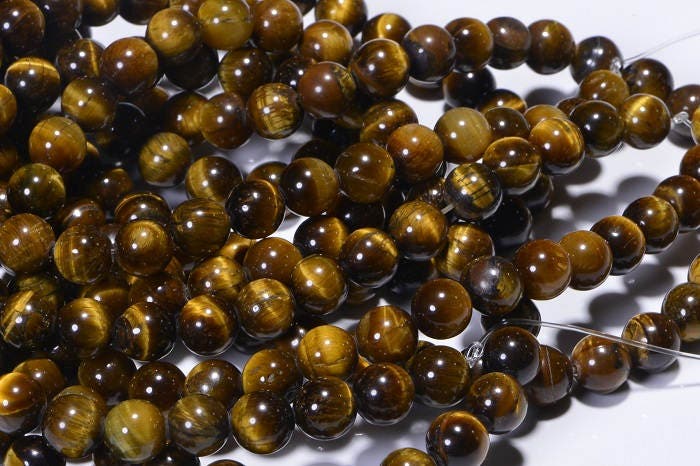 Tigers Eye 8mm Beads Natural Gemstone Beads Craft Supplies Jewelry Making