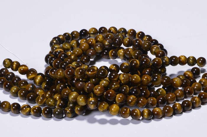 Tigers Eye 8mm Beads Natural Gemstone Beads Craft Supplies Jewelry Making