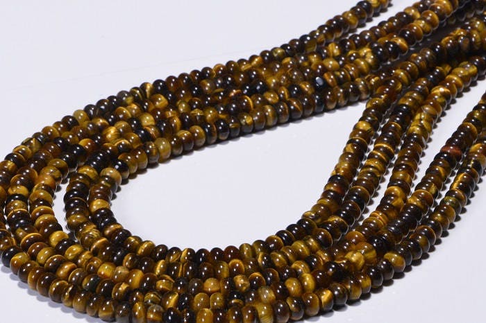 Tigers Eye 6.2x3.7mm Rondelle Beads Natural Gemstone Beads Craft Supplies Jewelry Making