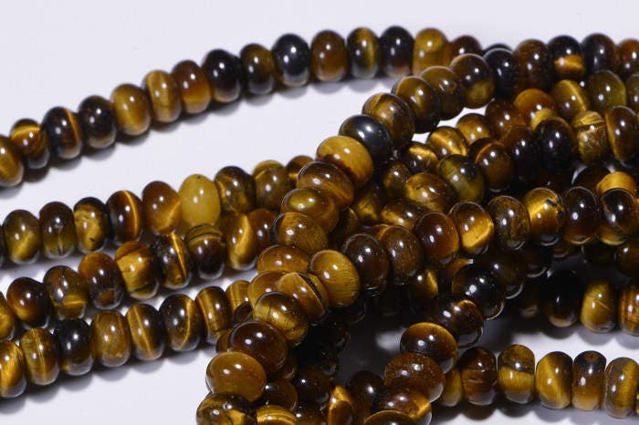 Tigers Eye 6.2x3.7mm Rondelle Beads Natural Gemstone Beads Craft Supplies Jewelry Making