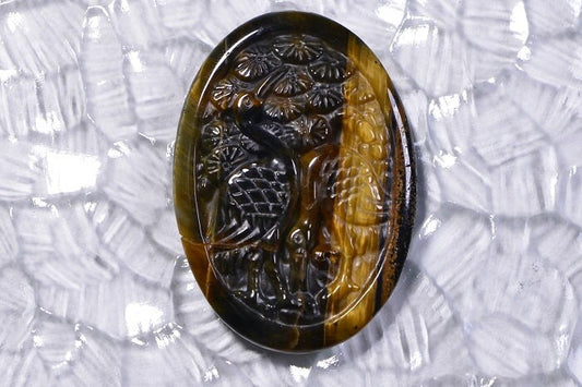 Carved Tiger Eye Gemstone Cabochon: Jewelry Supplies (54.4x35.8x4.8mm)